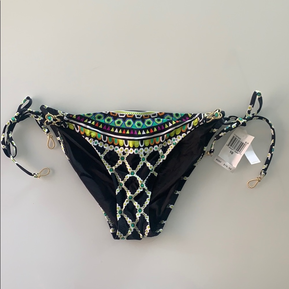 Nwt Trina Turk String Bikini Bottom Gold Accents - image 2